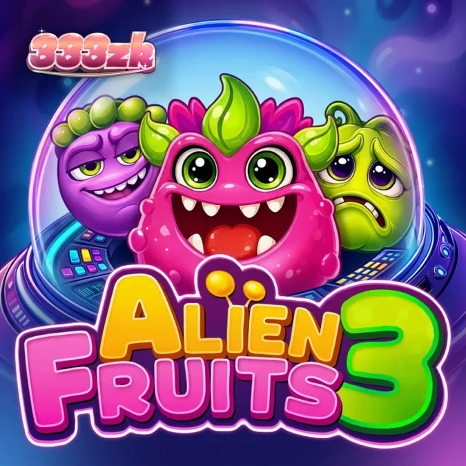 Tampilan grid 6x5 dengan simbol buah bertema luar angkasa di Alien Fruits 3